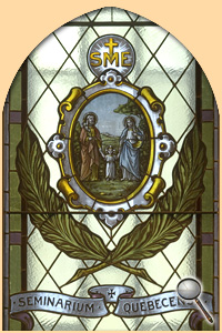 Vitrail de la chapelle ext�rieure montrant la sainte Famille Mus�e de la civilisation, Photo : Idra Labrie, crw.1732
