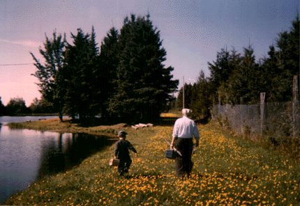 Papa et Alexandre à la pêche à l'été 1999
